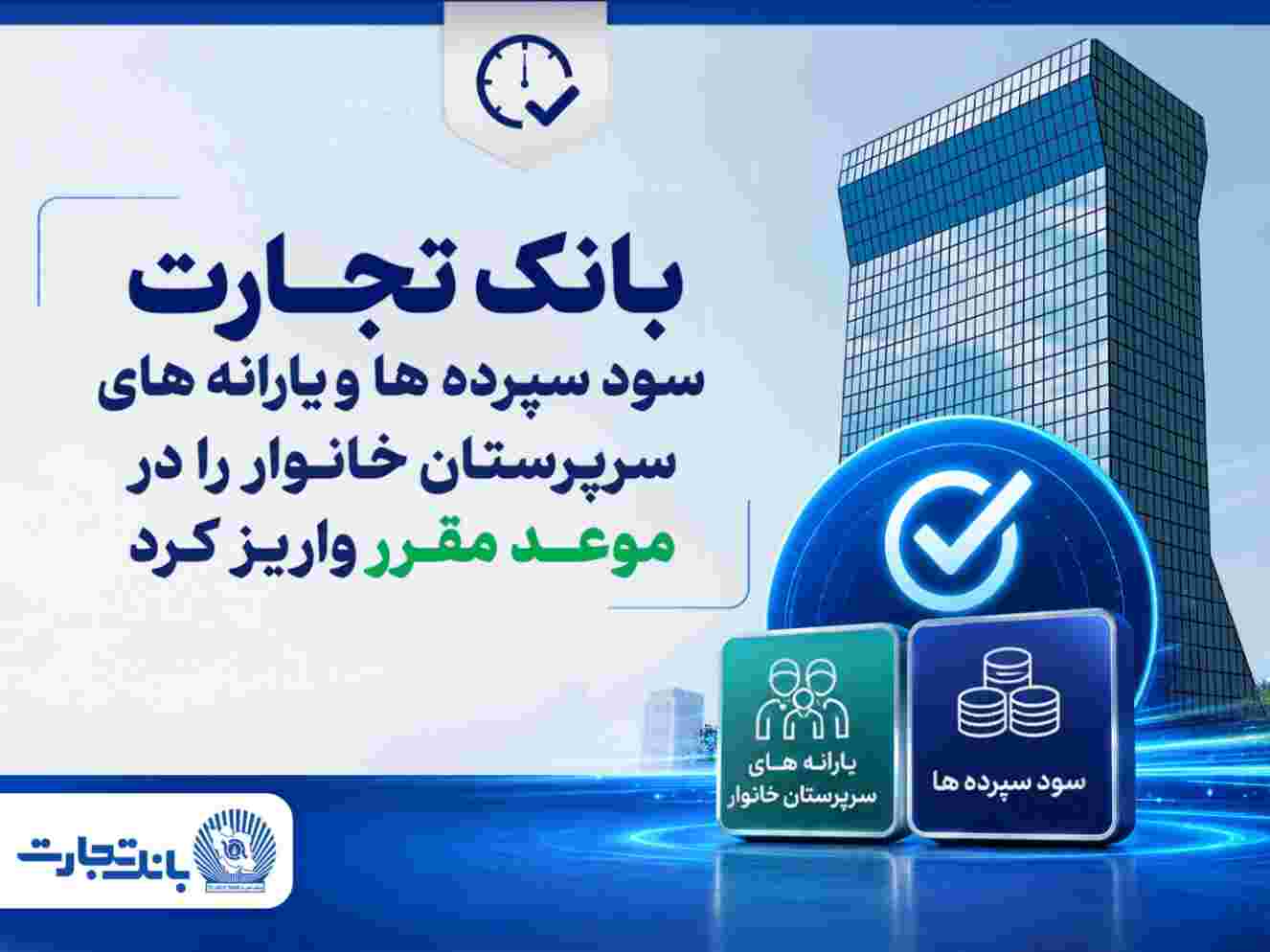 بانک تجارت سود سپردهها و یارانههای سرپرستان خانوار را واریز کرد بانک تجارت سود سپردهها و یارانههای سرپرستان خانوار را واریز کرد