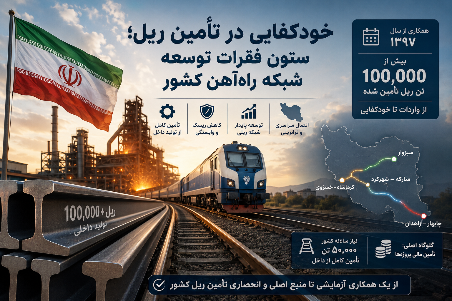 خودکفایی در تأمین ریل؛ ستون فقرات توسعه شبکه راه‌آهن کشور